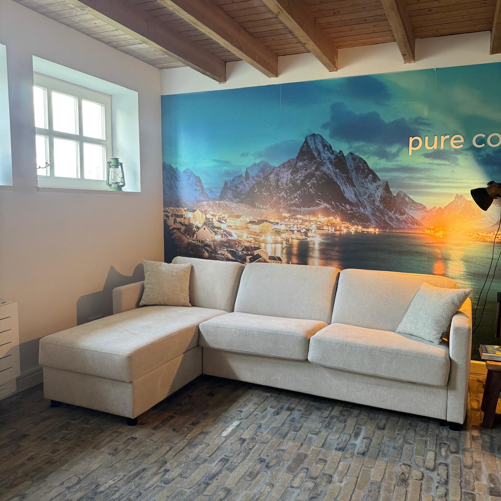 MOVER Hoekbank met Chaise Longue | Aragon Beige | Slaapoppervlakte 140x200 | Showroommodel!