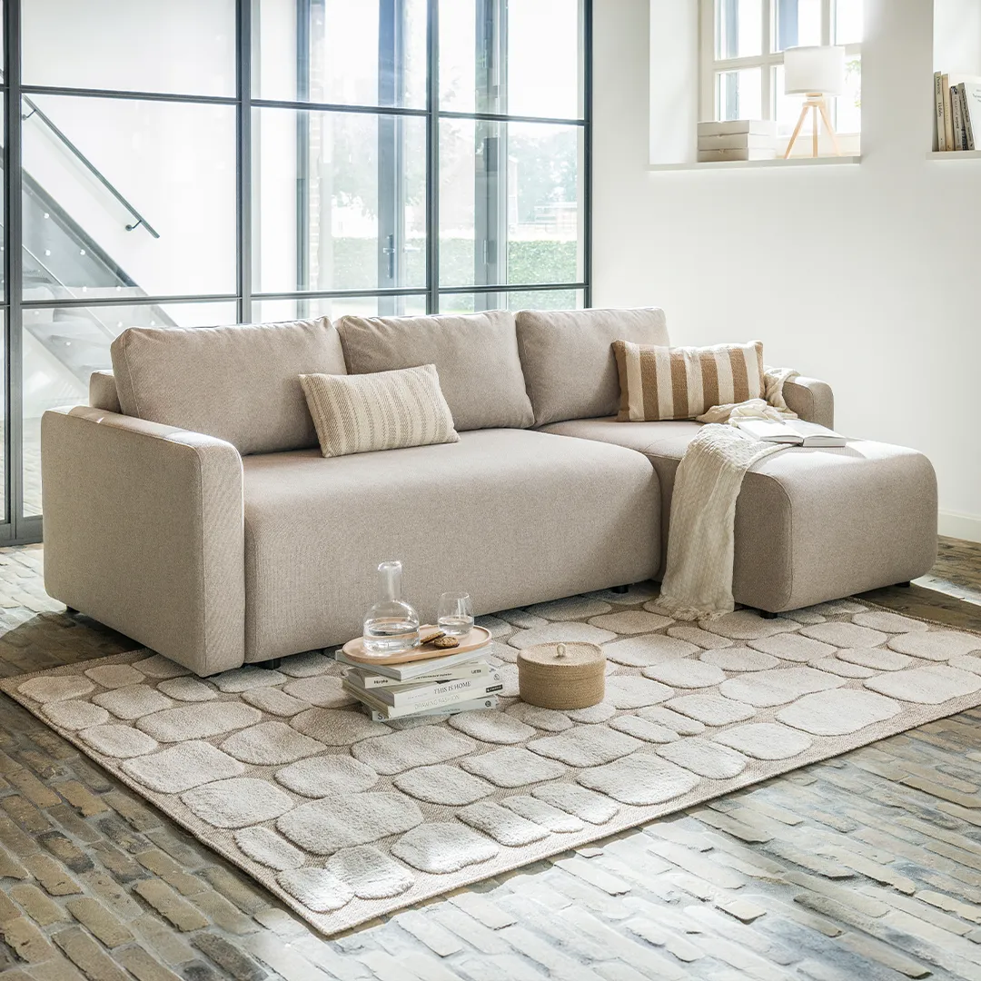 GRAHAM 3-zits Hoek-slaapbank met Longchair