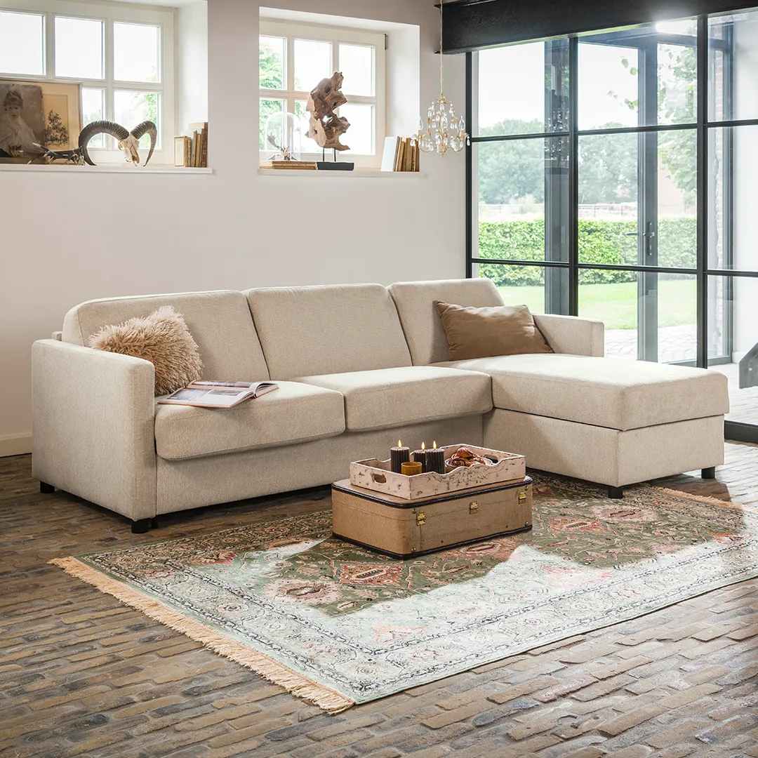 MOVER 3-zits slaapbank met longchair en opbergruimte