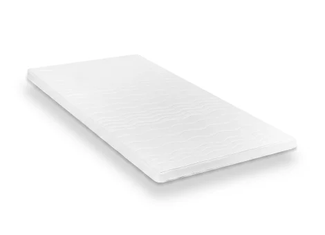 Witte eenpersoons matrastopper met golvend patroon en met een witte achtergrond